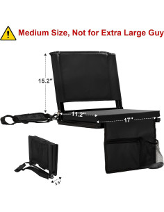 Asiento de Estadio Plegable FZGhome KZ-SS001 Negro con Respaldo 2