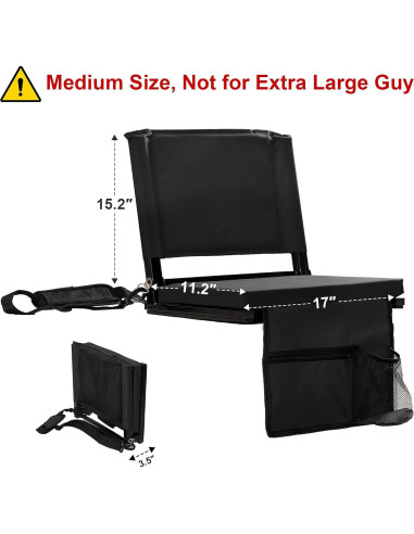 Asiento de Estadio Plegable FZGhome KZ-SS001 Negro con Respaldo