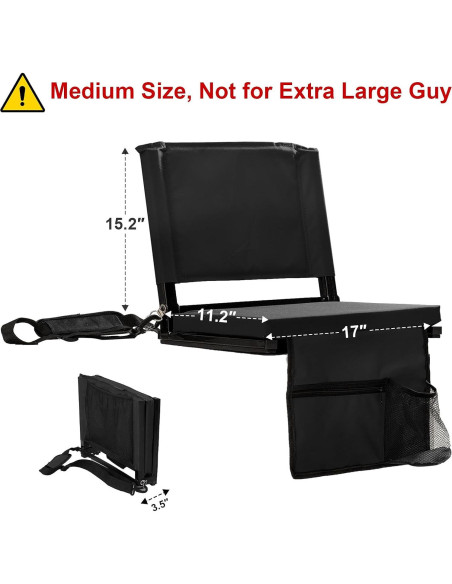 Asiento de Estadio Plegable FZGhome KZ-SS001 Negro con Respaldo