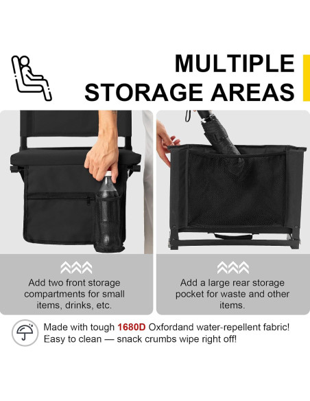 Asiento de Estadio Plegable FZGhome KZ-SS001 Negro con Respaldo