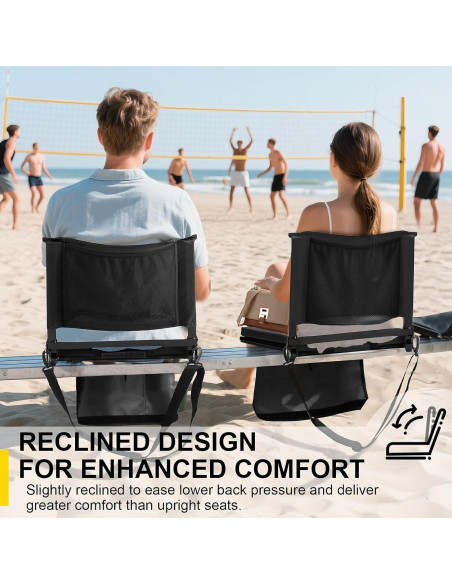 Asiento de Estadio Plegable FZGhome KZ-SS001 Negro con Respaldo