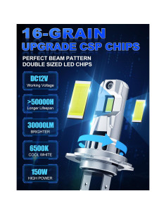Bombillas H7 NOVCAPAR 30,000 Lúmenes 6500K IP68 Paquete de 2 2