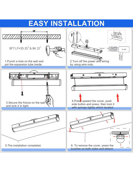 Luces de tira LED 4 pies regulables 24W/32W/40W 3500K-5000K