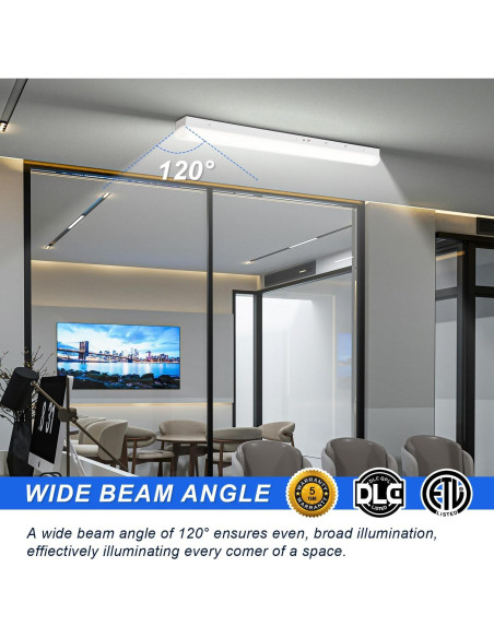 Luces de tira LED 4 pies regulables 24W/32W/40W 3500K-5000K