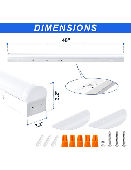Luces de tira LED 4 pies regulables 24W/32W/40W 3500K-5000K