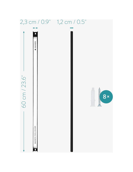 Soportes Magnéticos para Herramientas Navaris - 3 Piezas 61 cm