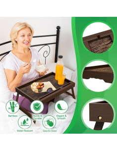 Bandeja de desayuno plegable Promitop de bambú 51.3x28.7cm 2