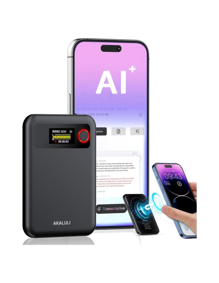 Grabadora de Voz AI AKALULI L816 con 30H Grabación y 64GB
