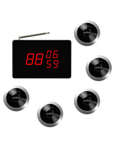Sistema de Llamada Inalámbrico SINGCALL para Restaurantes 5 Botones