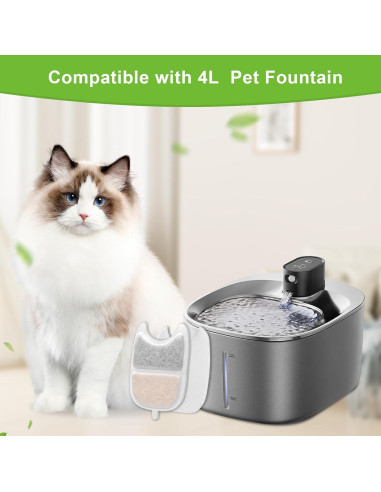 12 Filtros y Esponjas de Reemplazo Tettie para Fuente de Gato 4L
