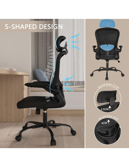 Silla de Oficina Ergonómica Silybon MA938 con Reposacabezas Negro