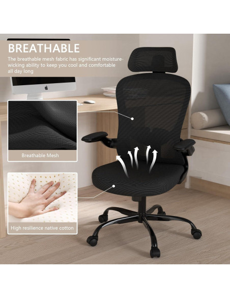 Silla de Oficina Ergonómica Silybon MA938 con Reposacabezas Negro