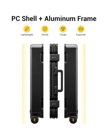 Maleta de Mano LEVEL8 20 Pulgadas Sin Cremallera Negra