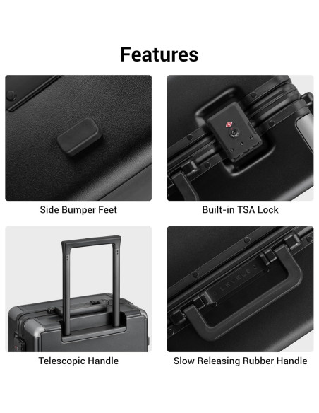 Maleta de Mano LEVEL8 20 Pulgadas Sin Cremallera Negra