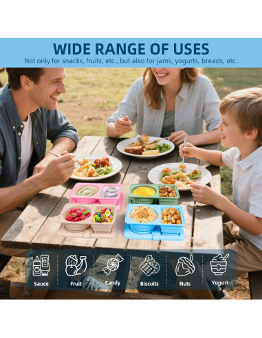 Paquete de 4 Contenedores de Snack de Silicona Reutilizables