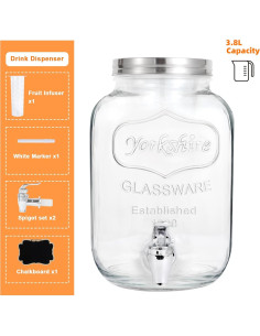 Dispensador de Bebidas de Vidrio MR.KIANGCI 3.785L con Infusor 2