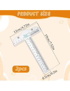 Regla T Acrílica Transparente 15cm Psyqtsuary - 2 Pcs 2