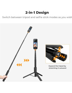 Palo de Selfie Invisible K&F Concept 120cm Ajustable con Adaptador 2