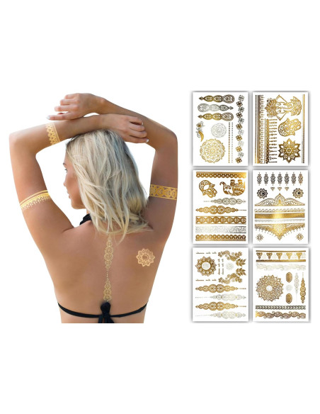 Tatuajes Temporales Metálicos Terra - 75+ Diseños Impermeables Tatuajes Temporales Metálicos Terra - 75+ Diseños Impermeables