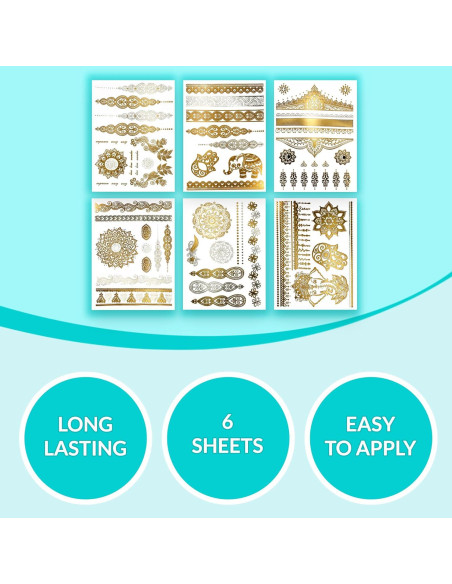 Tatuajes Temporales Metálicos Terra - 75+ Diseños Impermeables Tatuajes Temporales Metálicos Terra - 75+ Diseños Impermeables