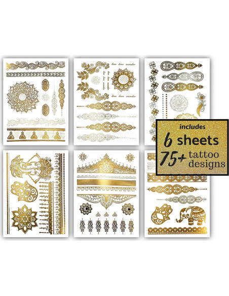 Tatuajes Temporales Metálicos Terra - 75+ Diseños Impermeables Tatuajes Temporales Metálicos Terra - 75+ Diseños Impermeables