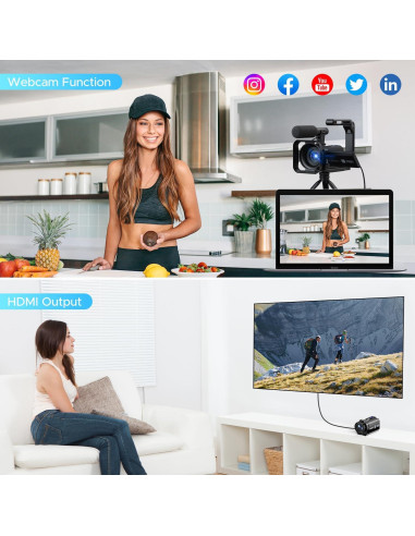 Cámara de Video FIREFOTO 5K 56MP Doble Lente con WiFi