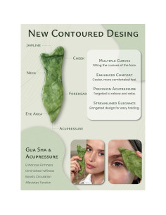 Herramienta Facial Gua Sha Rena Chris Jade Natural 17.8cm 2