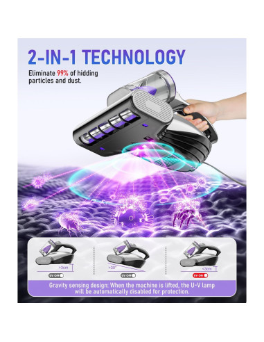 Aspiradora de Colchones PEXCHO PM600 500W con Luz UV-C