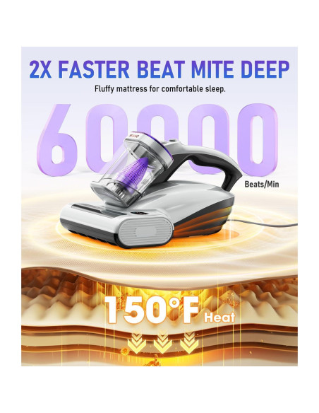 Aspiradora de Colchones PEXCHO PM600 500W con Luz UV-C