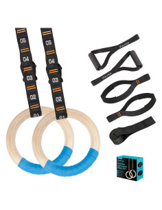 Anillos de Gimnasia de Madera Vulken 3.18 cm con Correas 2.59 m
