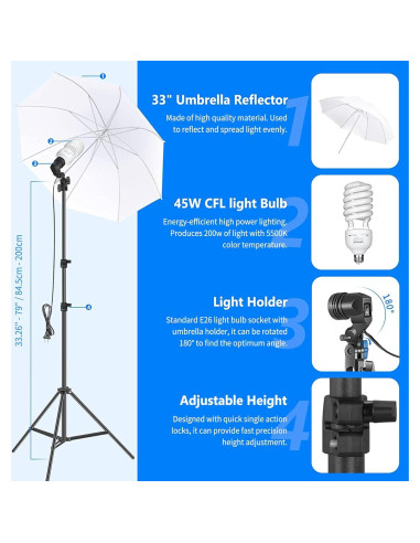 Kit de Iluminación Continua NEEWER NK100 con Paño de Limpieza