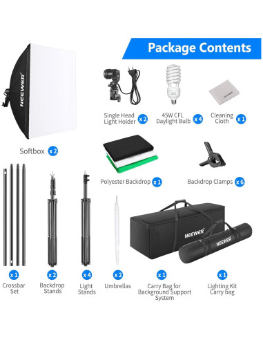 Kit de Iluminación Continua NEEWER NK100 con Paño de Limpieza