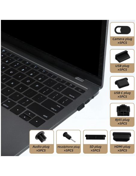 40 Tapas de Puerto USB Silicona Antipolvo TIESOME 8 Tipos