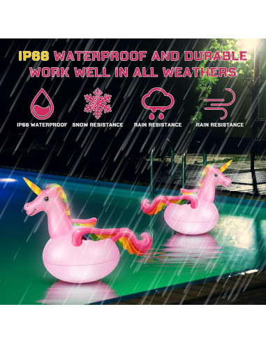 Luces de Piscina Flotantes Solares Unicornio Silkfly 55x35cm