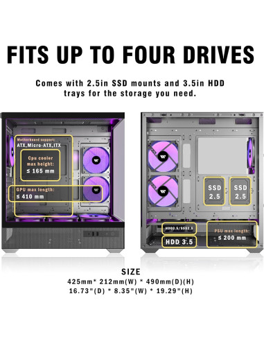 Caja de PC ATX ANSAITE C8 con 6 Ventiladores ARGB