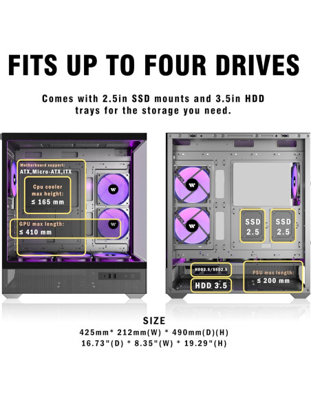 Caja de PC ATX ANSAITE C8 con 6 Ventiladores ARGB