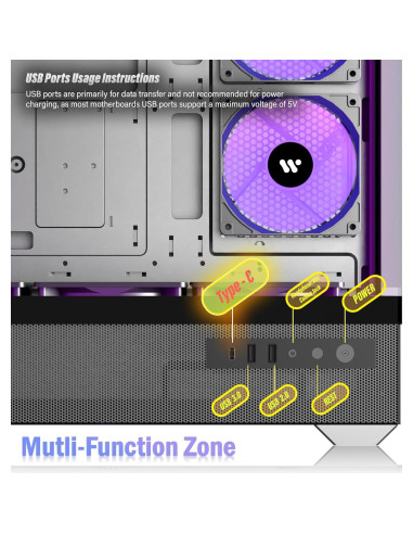 Caja de PC ATX ANSAITE C8 con 6 Ventiladores ARGB