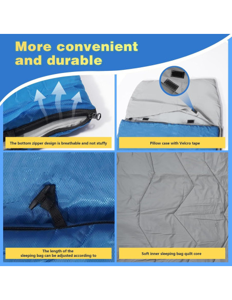 Saco de Dormir REDCAMP para Niños 3 Temporadas Azul 169 cm