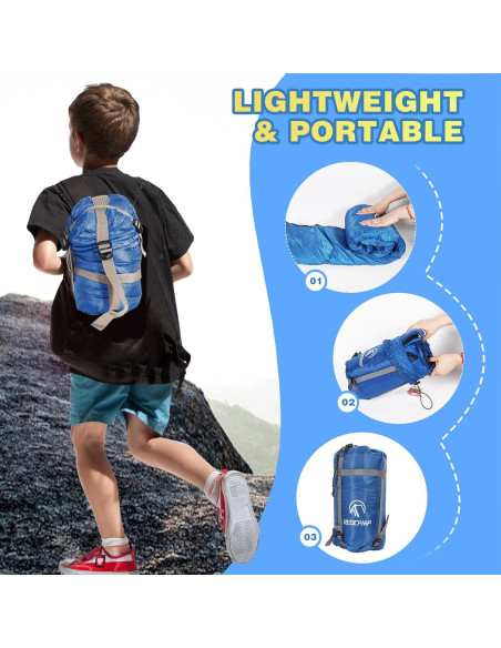 Saco de Dormir REDCAMP para Niños 3 Temporadas Azul 169 cm
