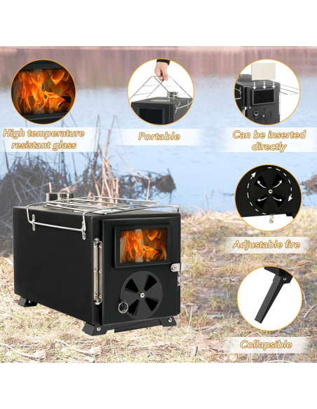 Estufa de leña portátil UNDUSLUY para camping 6.7 kg