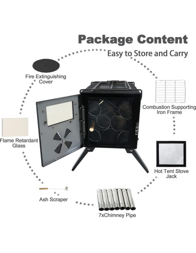 Estufa de leña portátil UNDUSLUY para camping 6.7 kg