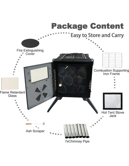 Estufa de leña portátil UNDUSLUY para camping 6.7 kg