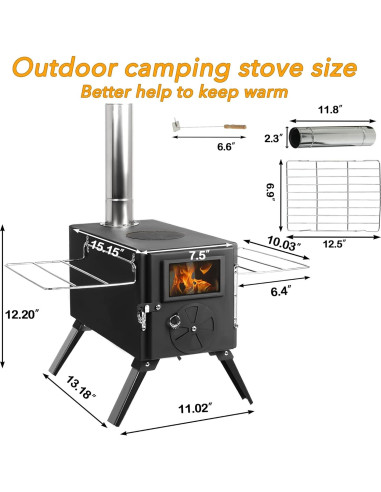 Estufa de leña portátil UNDUSLUY para camping 6.7 kg