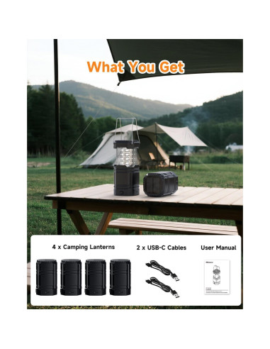 Linterna Solar LED Recargable Mesqool 4 Piezas 1600mAh