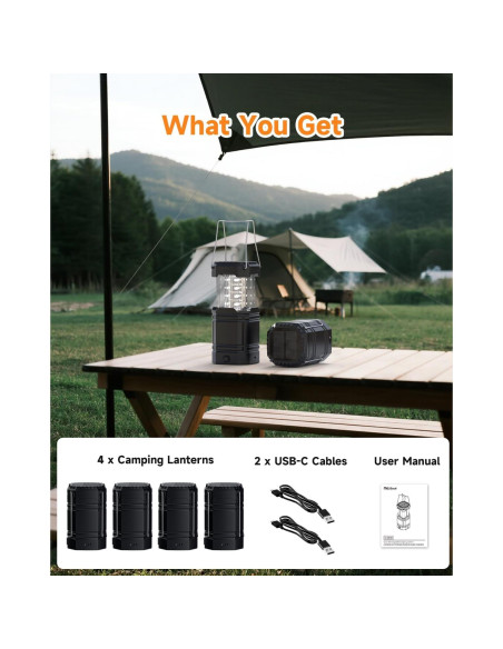 Linterna Solar LED Recargable Mesqool 4 Piezas 1600mAh