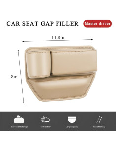 Organizador de Asiento de Coche Gasedin Beige Ajustable con Portavasos 2