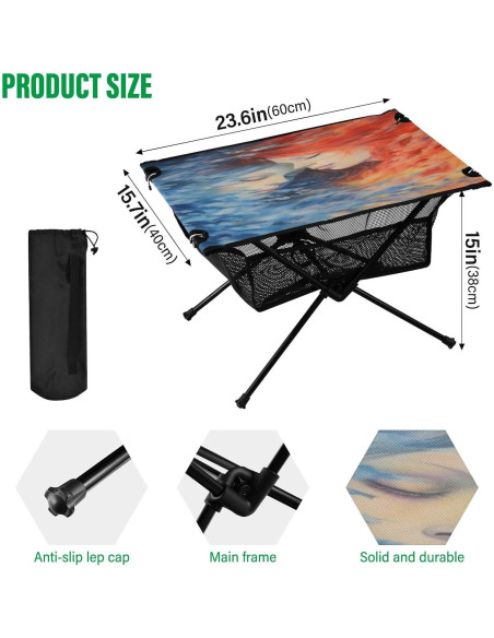 Mesa de Camping Plegable GOODOLD 60x40cm Ligera y Portátil Mesa de Camping Plegable GOODOLD 60x40cm Ligera y Portátil