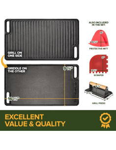 Plancha Reversible de Hierro Fundido Innovaciones Modernas 44.7x25.4cm 2