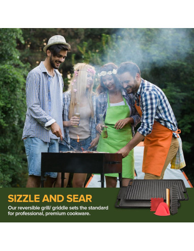 Plancha Reversible de Hierro Fundido Innovaciones Modernas 44.7x25.4cm