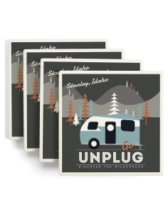 Juego de 4 Posavasos Cerámicos Lantern Press Stanley Idaho